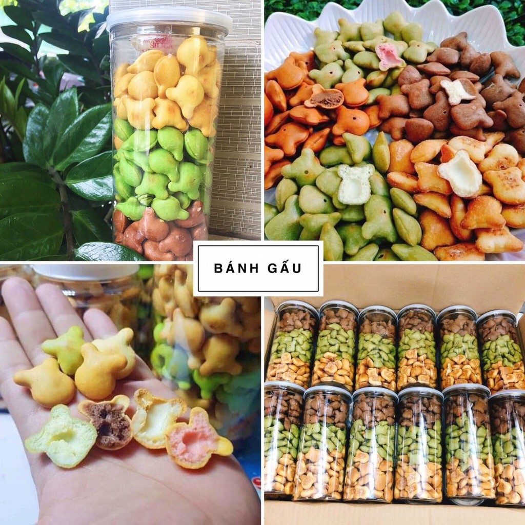 ❤️ Bánh Gấu Nhân Kem Sữa và Mix 3 Vị SIÊU BỰ 450g: Kem Truyền Thống, Chùm Ngây, Socola ❤️