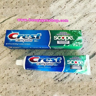 Kem đánh trắng răng & thơm miệng Crest Complete Extra Whitening + Scope Advanced 232g