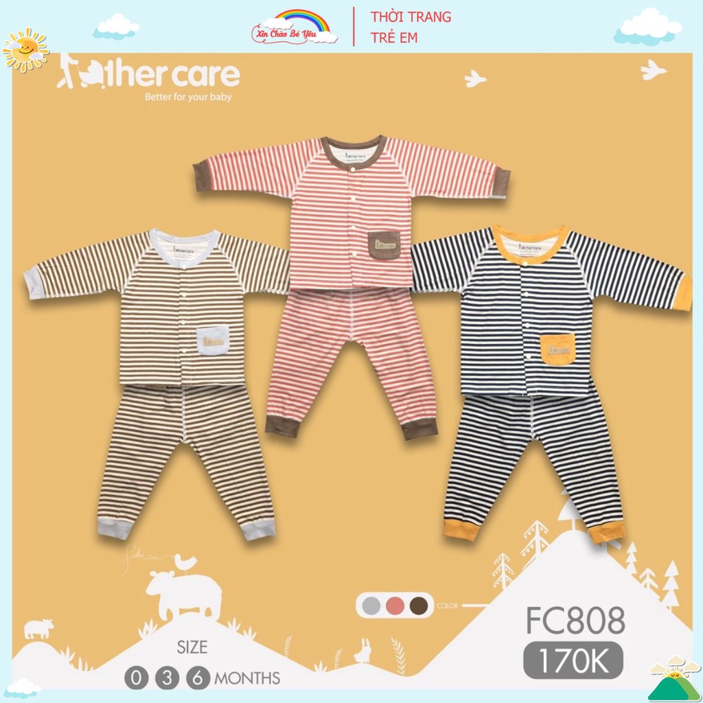 Bộ dài tay bé gái/ trai Father Care vải sợi tre FC808