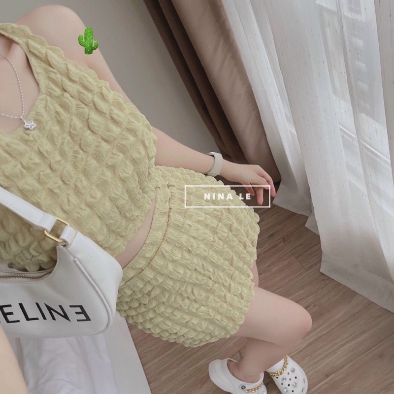 Set áo ba lỗ kèm chân váy chữ A ôm ba màu siêu cưng, Set bộ sát nách ALOHASHOP Set croptop chân váy vải xốp  PC