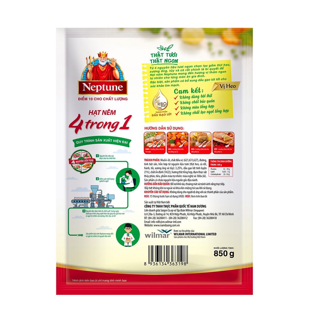 [SenXanh Emart] Hạt nêm 4 trong 1 vị heo Neptune gói 850g