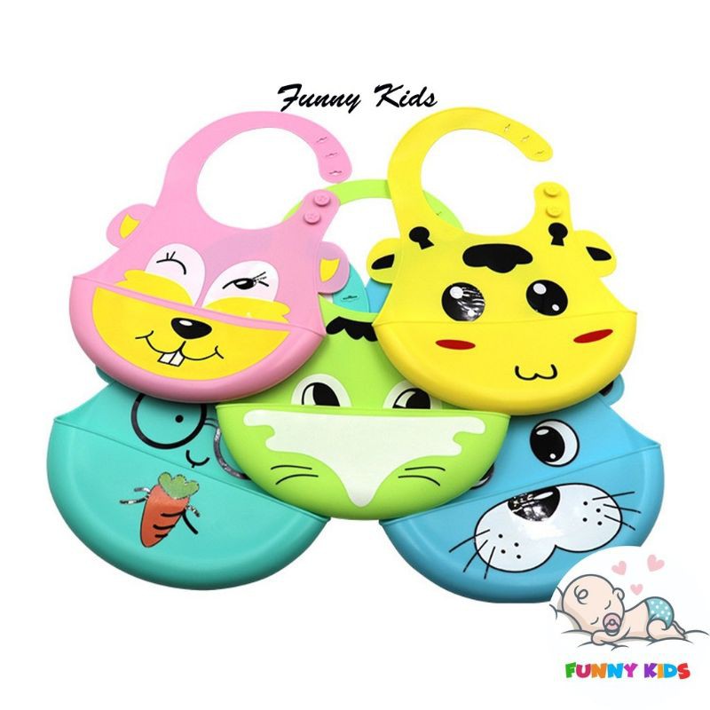 Yếm Ăn Dặm Silicon Dẻo Có Máng Hứng, An Toàn, Sạch Sẽ, Tiện Lợi Cho Bé