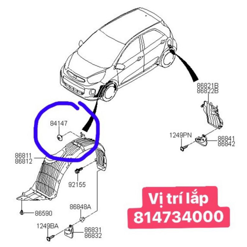 Nút nhựa dù nhấn lòng dè chính hãng KIA & HUYNDAI