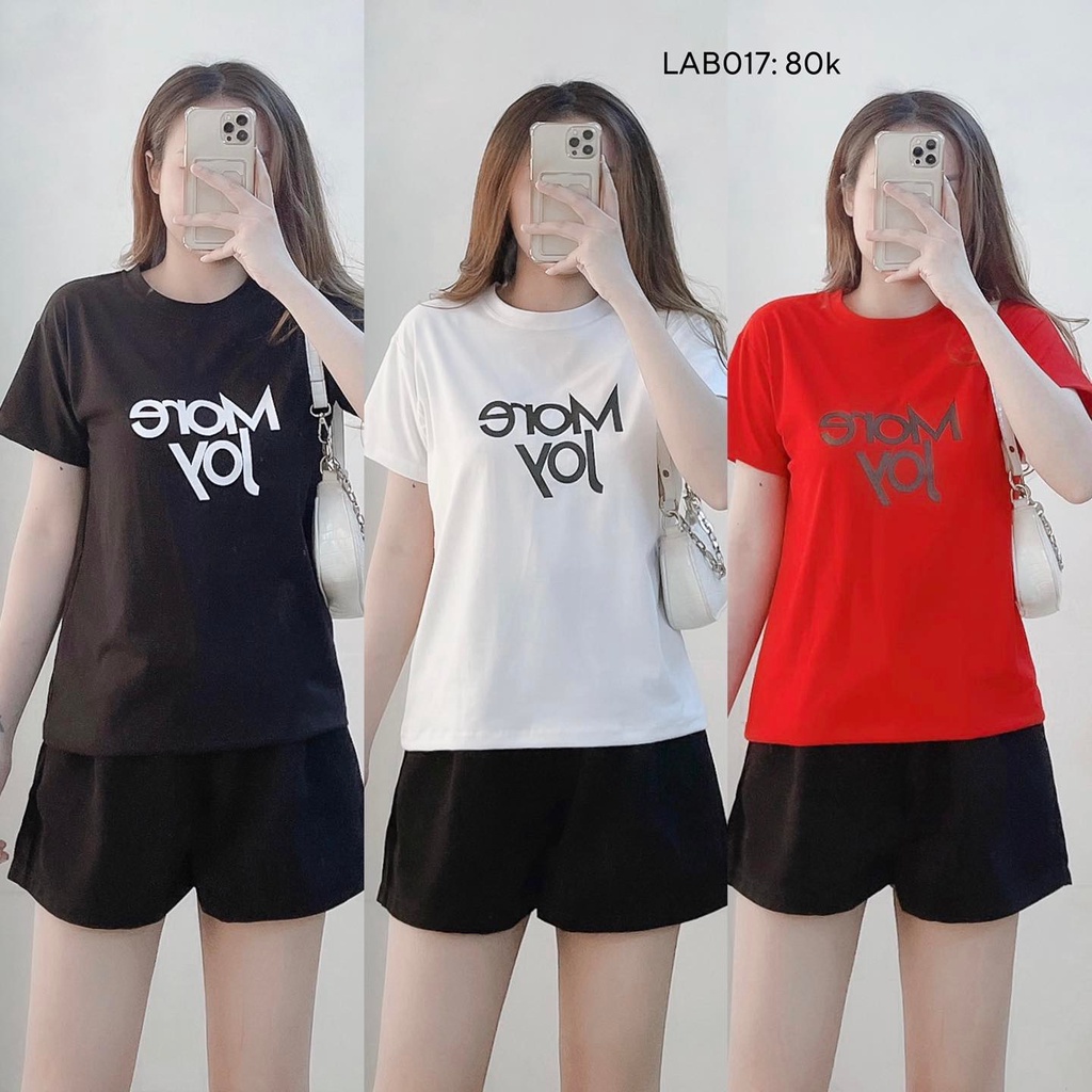 Áo phông nữ áo thun nữ form vừa tay lỡ đẹp cổ tròn in chữ JOY CHIBEST LAB017