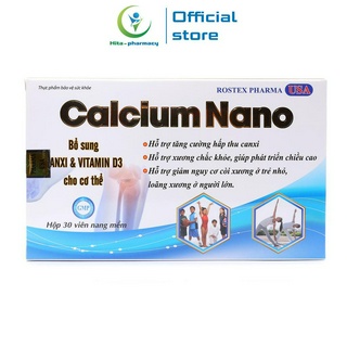 Calcium Nano bổ sung canxi, vitamin D3 tăng chiều cao - 30 viên Calcium