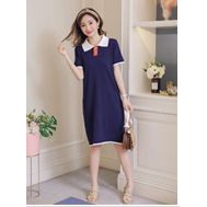 VÁY ĐẦM BẦU THIẾT KẾ DỰ TIỆC CÔNG SỞ CỔ SƠ MI MÙA HÈ KẺ KARO có đủ size cho mẹ bầu và sau sinh