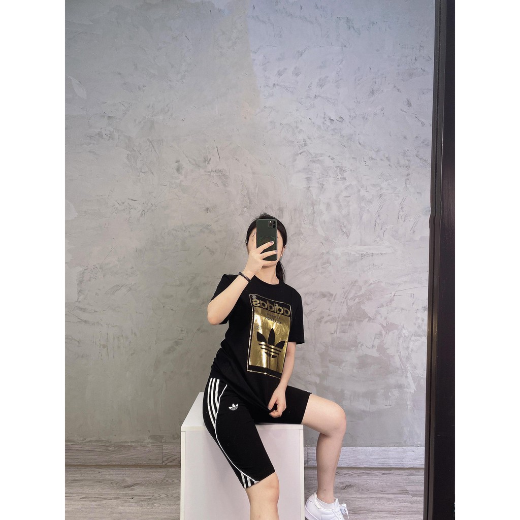 (HÀNG XUẤT XỊN) Quần Legging Short das đen phối 3 sọc