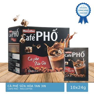 Hôp 10 Gói Cà Phê Sữa Hòa Tan 3in1 Café Phố 24g/gói