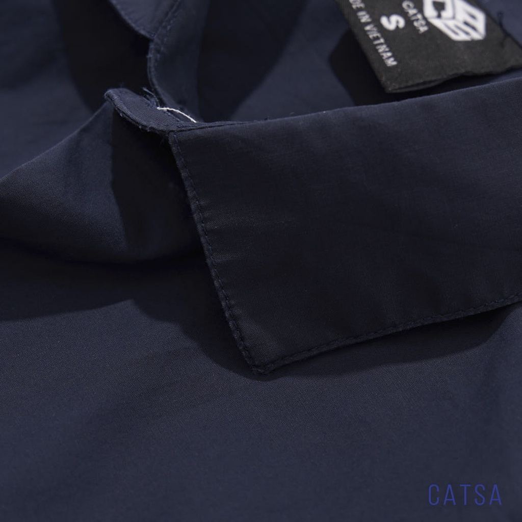 Áo sơ mi nam công sở xanh đen chất liệu vải mềm mịn, thoáng mát, chống nhăn CATSA ASD018