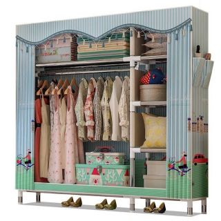 TỦ VẢI KHUNG INNOX 2 BUỒNG 6 NGĂN ĐỰNG QUẦN ÁO CAO CẤP