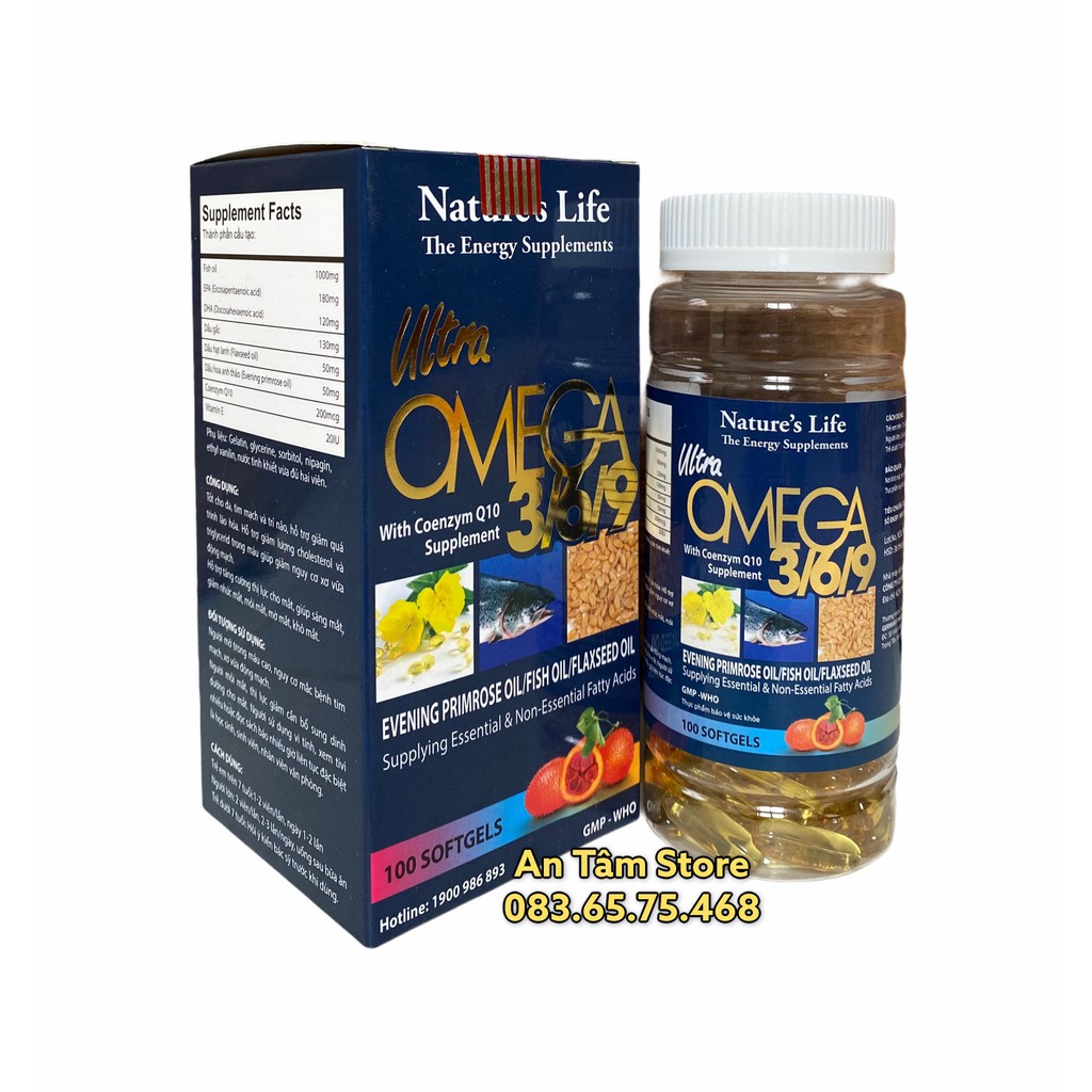 Viên dầu cá Omega 369 Nature Life Bổ não, sáng mắt, khỏe mạnh tim mạch, tăng cường trí nhớ
