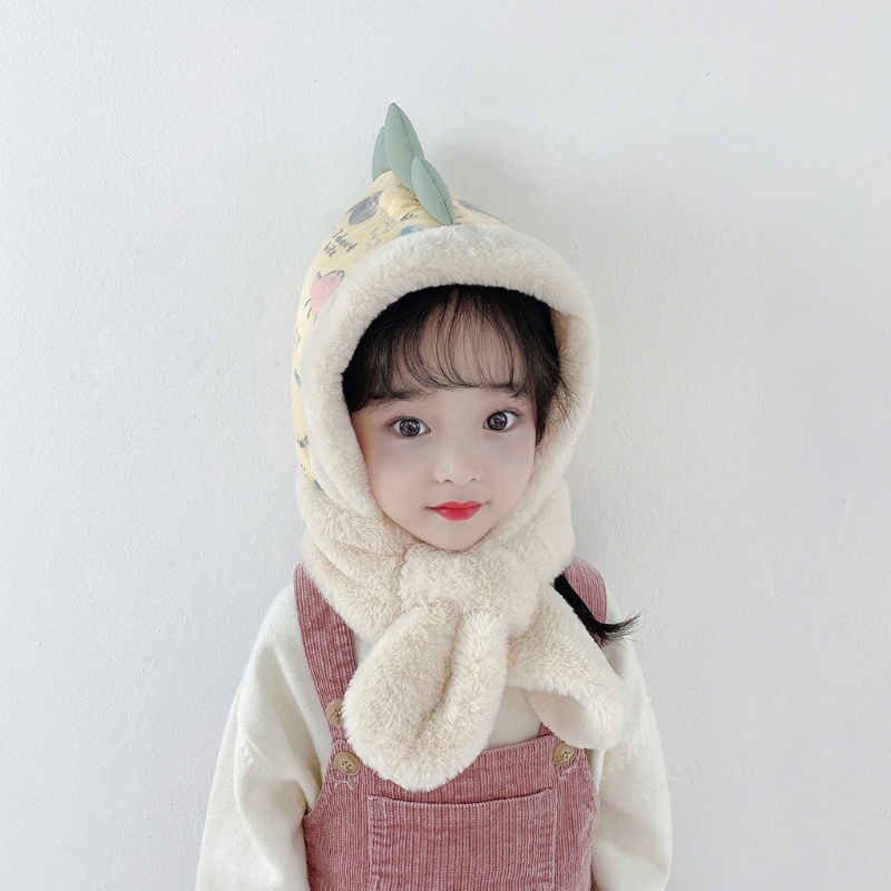 Mũ Trùm Đầu Kiêm Khăn Choàng Cổ Hình Khủng Long Bằng Lông Nhung Dày Dặn Thời Trang Đi Xe Đạp Ngoài Trời