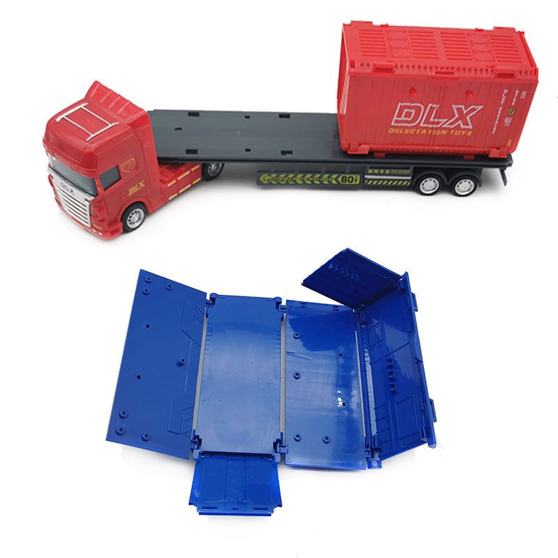 Xe mô hình đồ chơi xe đầu kéo vận chuyển container nhiều màu sắc kích thích thị giác của trẻ, có thể trưng