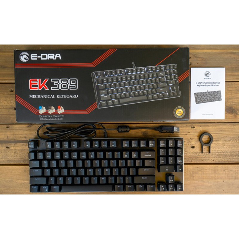 Bàn phím cơ E-DRA EK389 - Outemu switch - Keycap ABS Double Shot - Led siêu sáng màu trắng - Hàng chính hãng