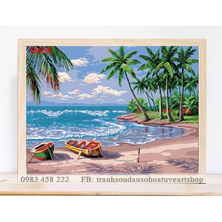 D458 Tranh tô màu theo số sơn dầu số hóa ARTSHOP đã căng khung sẵn và dầu phủ bóng