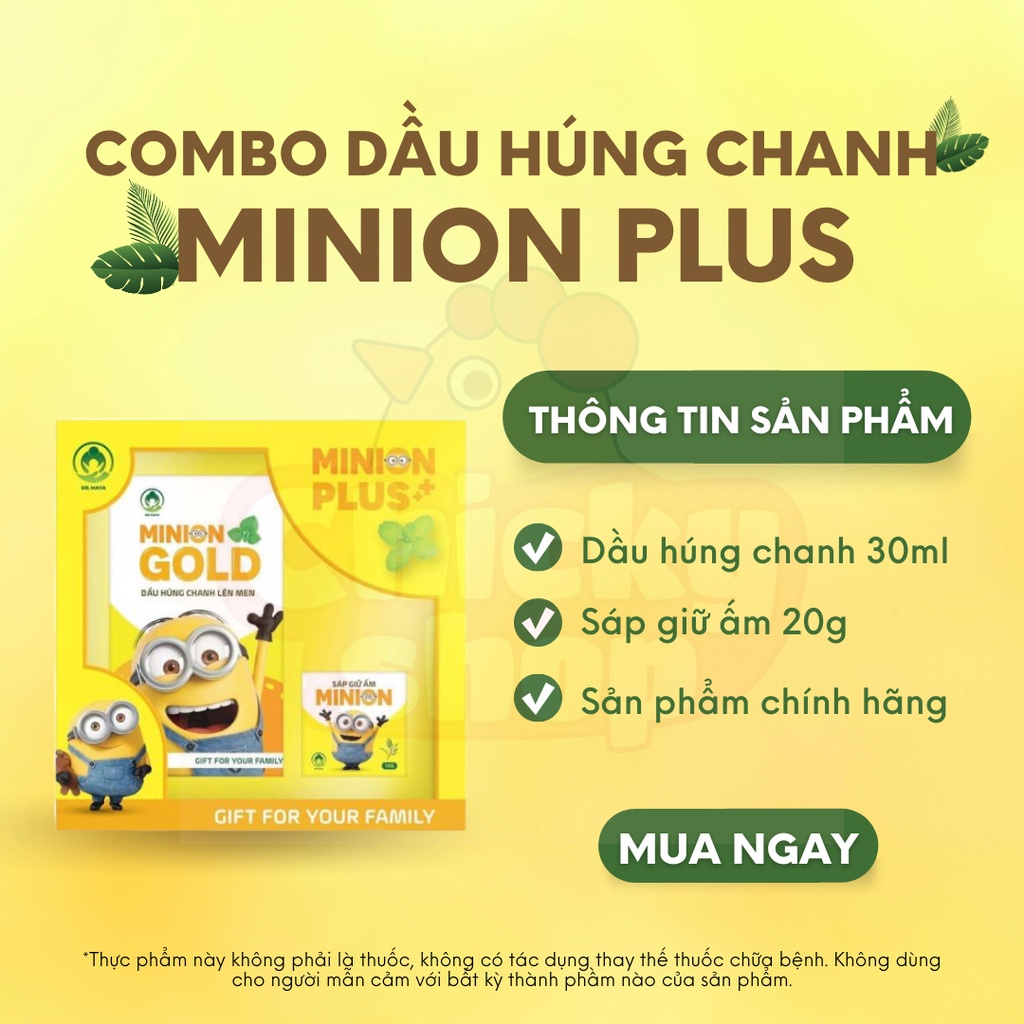 Combo dầu húng chanh minion plus Dr.Maya (dầu húng chanh 30ml kèm sáp ấm 20g)