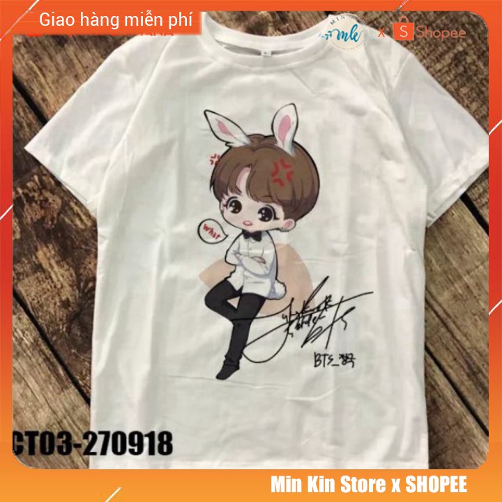 Áo Thun Thỏ Cooky Jungkook Chibi Chữ Ký - Big Size