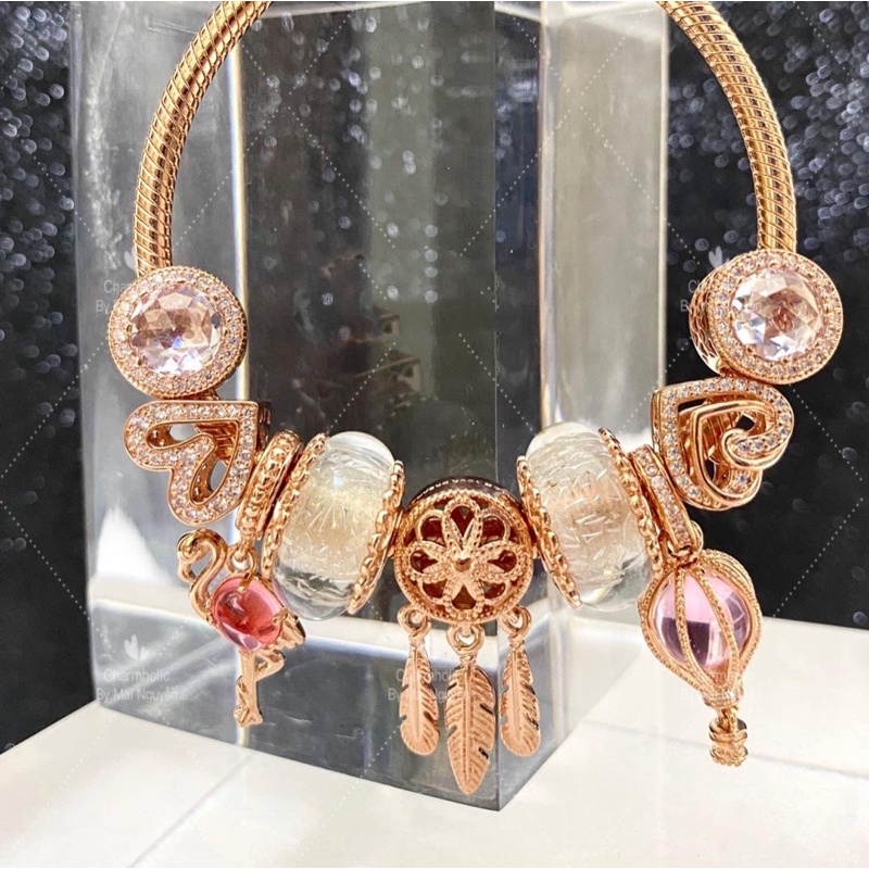 Charm đá nhiều màu Pan bạc S925