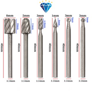[Thanh lý] Bộ Combo 6 Mũi Phay Gỗ, Nhựa Mini HSS 3.14mm
