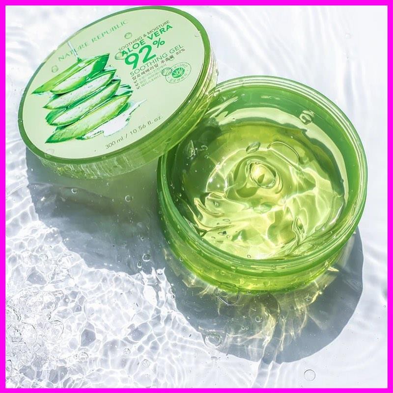 Gel lô hội Aloe Vera Soothing trắng da Dưỡng ẩm và kiểm soát dầu NATURE REPUBLIC 92% 300ml