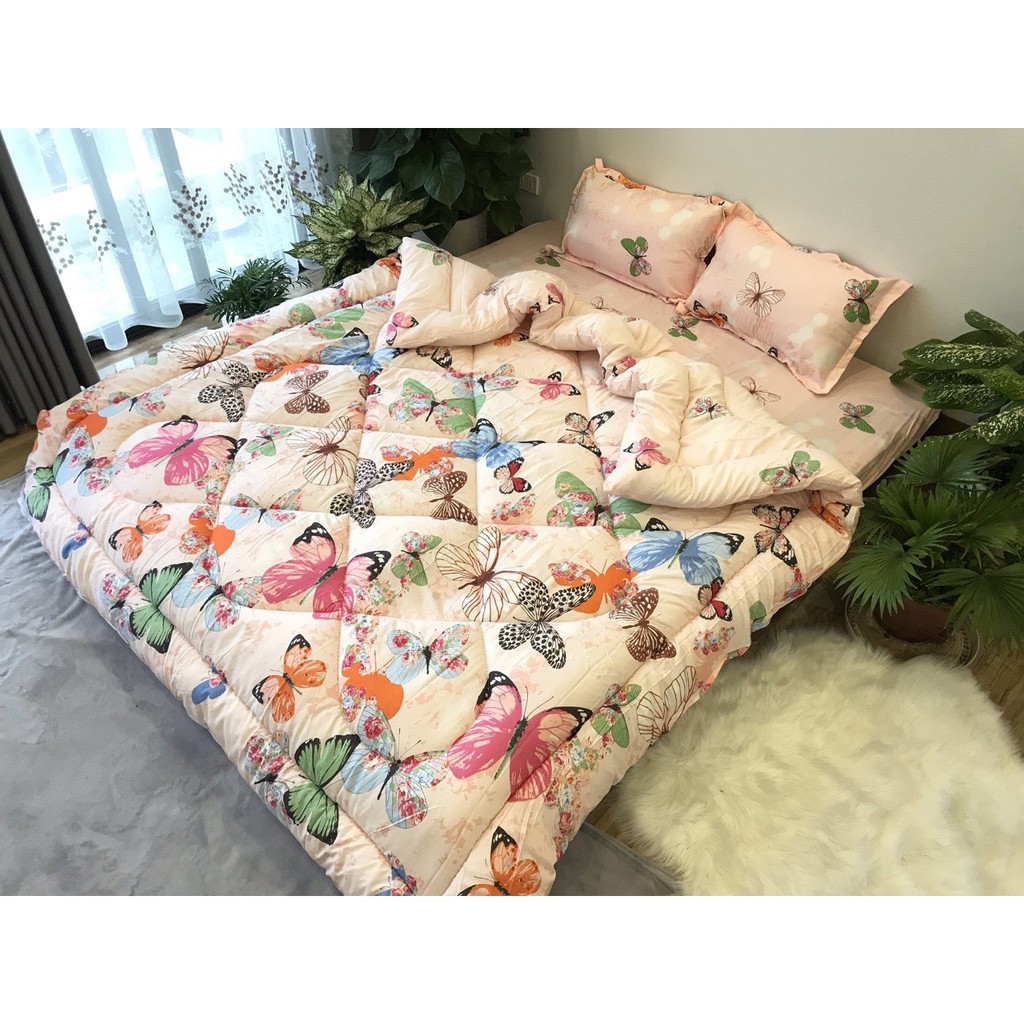 Free ship Chăn Phao Poly 1m8x2m Mẫu hoa 7 cánh