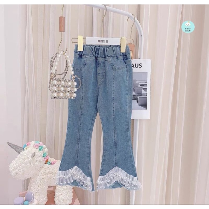 Quần Jean Bé Gái Ống Loe Sang chảnh chất đẹp 15-25kg