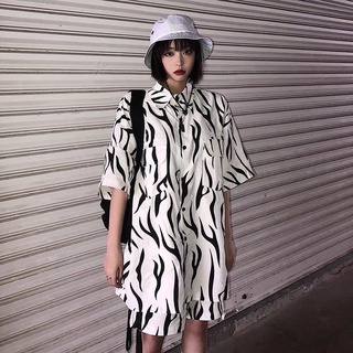 Bộ cộc tay họa tiết vằn unisex ulzzang độc lạ