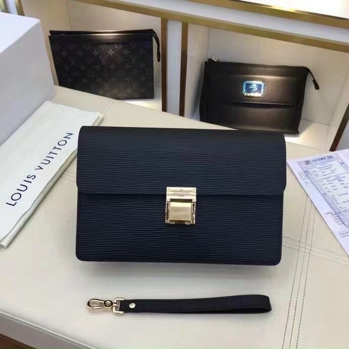 VÍ CLUTCH CẦM TAY NAM DOANH NHÂN L-V DA SẦN. Clutch cầm tay khóa số bảo mật cao cấp Đen