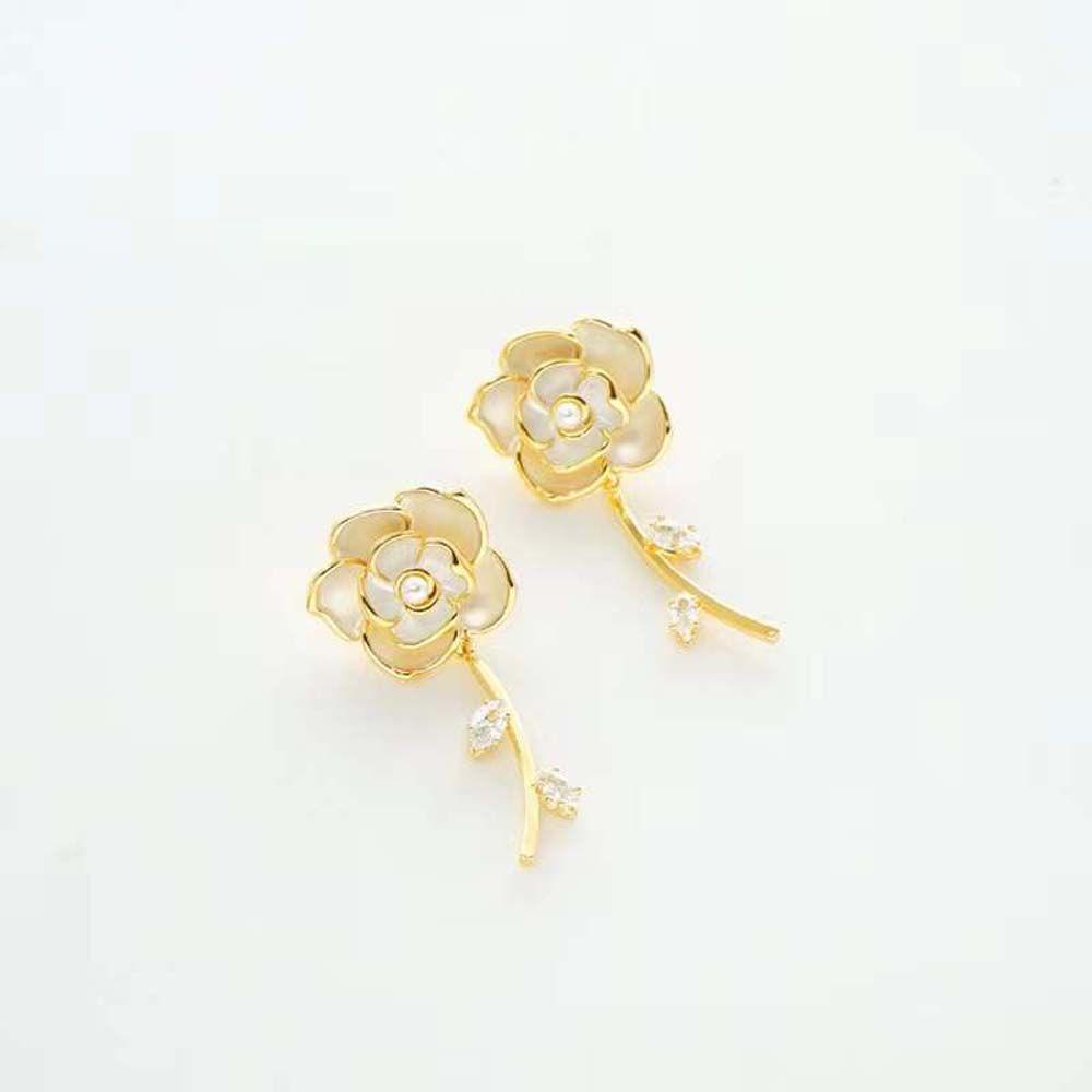 Bông Tai Dáng Dài Hình Hoa Phong Cách Retro Ngọt Ngào Cho Nữ