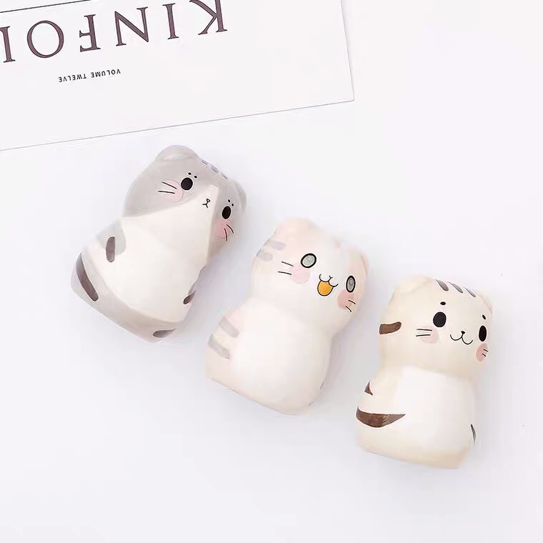 Set 6 mô hình mèo sứ nhiều màu phong cách Nhật Bản trang trí nhà cửa,phòng ngủ,bàn làm việc,góc học tập, quà tặng-Ráp