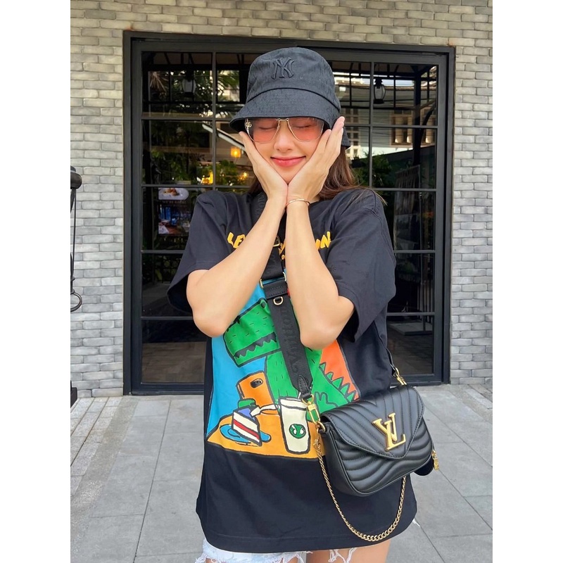 Áo thun Levents Funny Crocodile Màu Đen unisex nam nữ vải cotton dày mịn full tag AL216