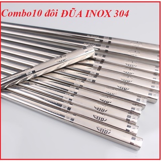 Combo10 đôi đũa INOX 304 PHÚC LÀNH ,khắc laser chống trượt, Đũa Ăn Cơm Phong Cách Mới
