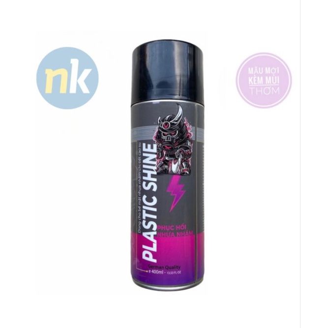 [Tặng kèm khăn] Chai xịt phục hồi nhựa nhám, nhựa đen, dưỡng đen dàn nhám Sprayking Plastic Shine 400ml