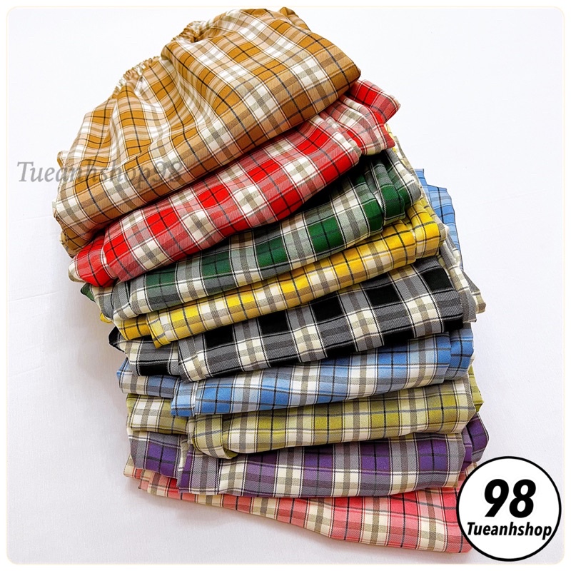 Quần dài caro ống rộng Unisex - Quần kẻ sọc ống suông chất kate cao cấp size M L 38-68kg TUEANHSHOP