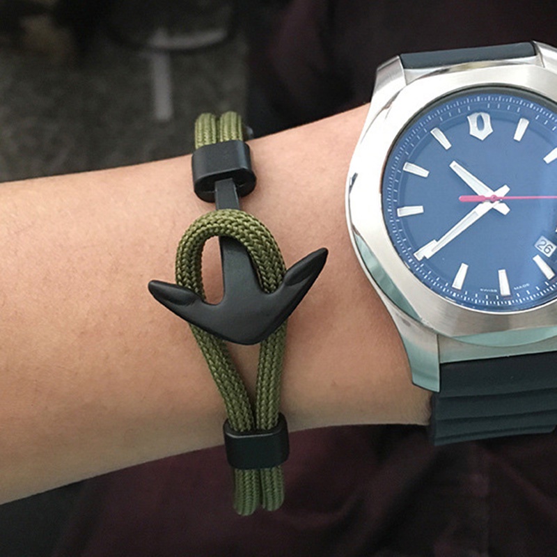 Vòng Tay Dây Bện Mặt Hình Mỏ Neo Thời Trang Cho Nam Nữ