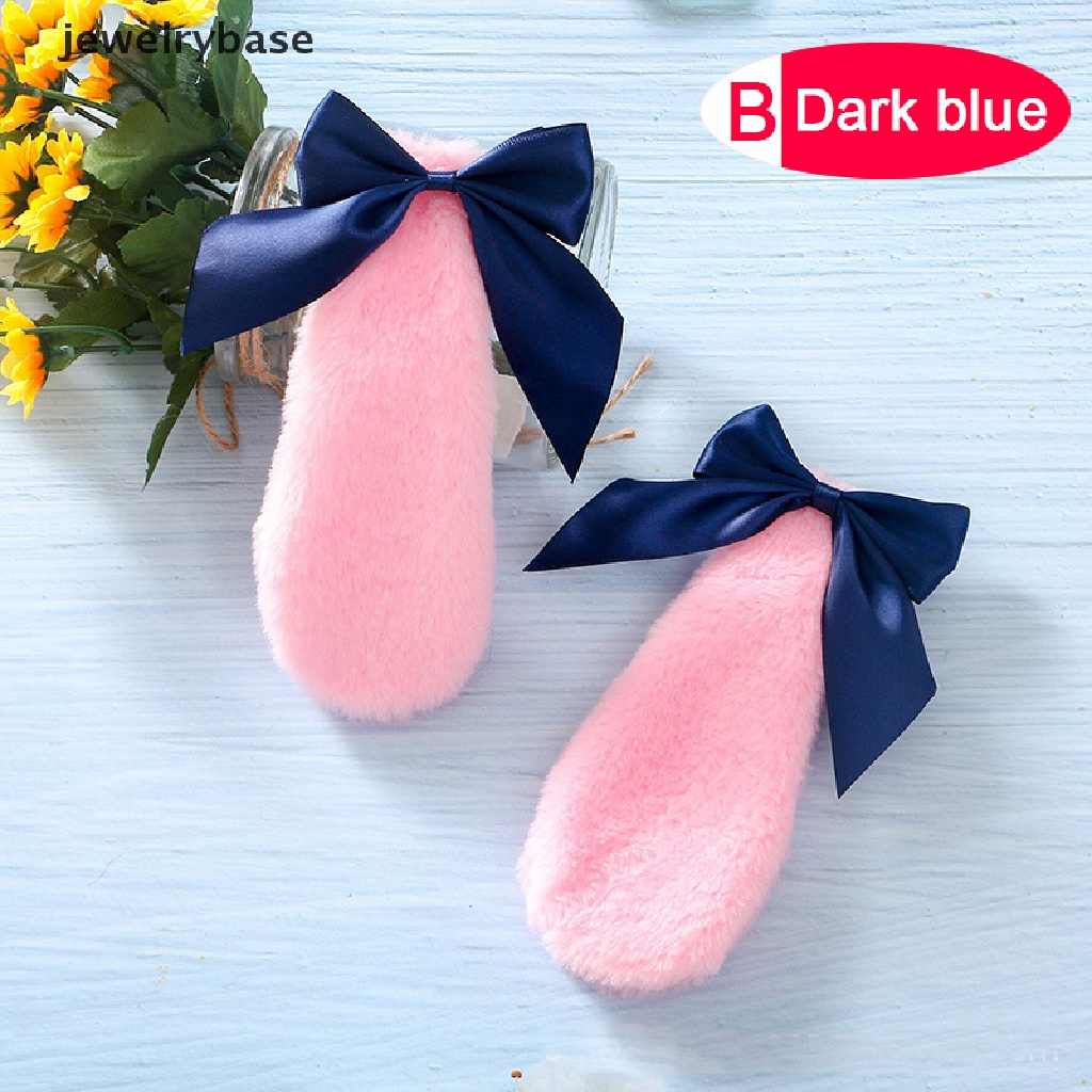 Kẹp tóc tai thỏ bông đính nơ kiểu lolita xinh xắn