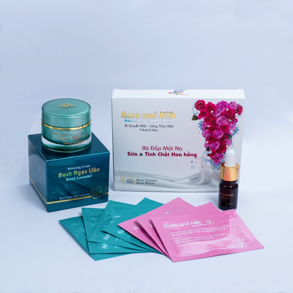 Kem dưỡng trắng da Bạch Ngọc Liên Scent Lavender 15g - Tặng Bộ đắp mặt nạ Sữa và tinh chất Hoa hồng