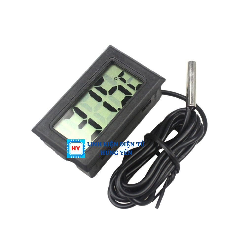 Nhiệt Kế LCD Đồng Hồ Đo Nhiệt Độ Có Đầu Dò Cho Tủ Lạnh Bể Cá 50 ~ 110 ℃ Tặng Pin