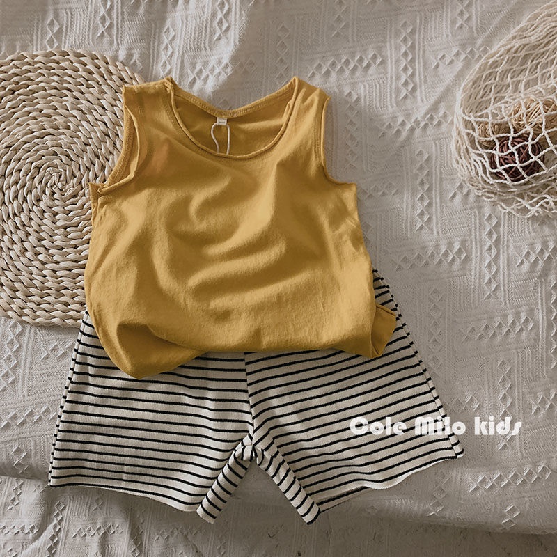 MNGRL Áo ba lỗ Cotton Thời Trang Quần áo Trẻ Em Mùa Hè Hàn Quốc Cho Bé Trai Bé Gái