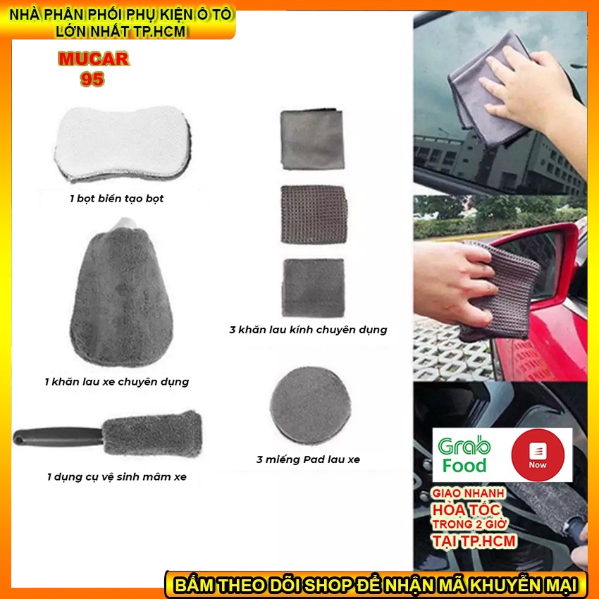 Bộ 5 dụng cụ lau xe chuyên dụng CAR CLEANING KIT, chất liệu từ sợi siêu nhỏ Microfiber, kèm túi đựng