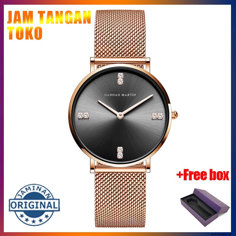 Đồng hồ nữ Hannah Martin 100% Original Women's Watches Fashion Waterproof Quartz Stainless steel Strap mesh Girl Leather Watch COD Chronograph Aktif ladies Wrist watches Ready Stock Holiday Gift Birthday gifts 4ZWN