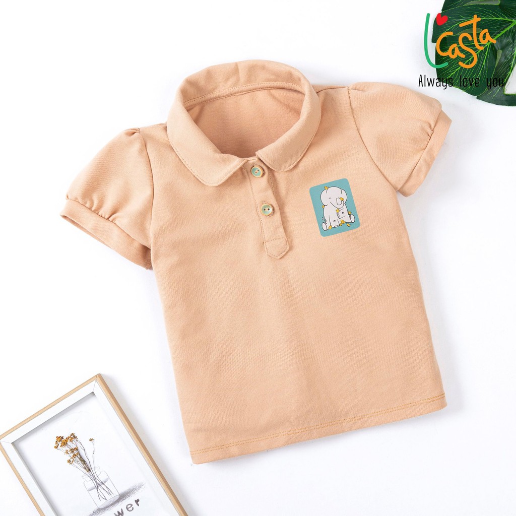 Áo phông polo bé gái chất liệu cotton in hình dễ thương từ 1 đến 6 tuổi LCasta AG1