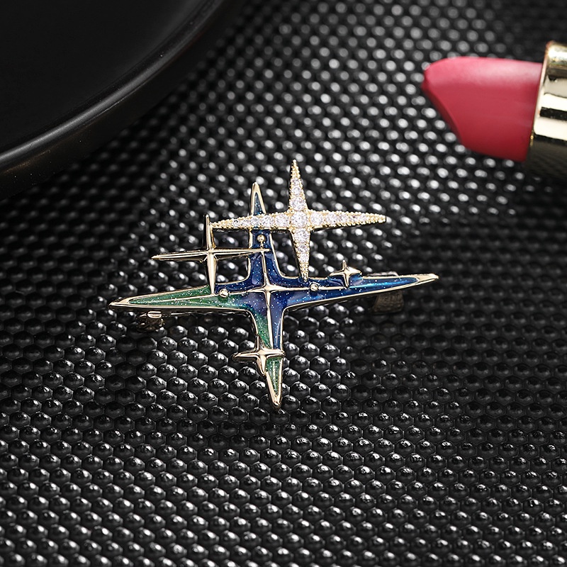 Màu xanh gradient giọt men thủ công hình ngôi sao phụ kiện ghim màu trâm