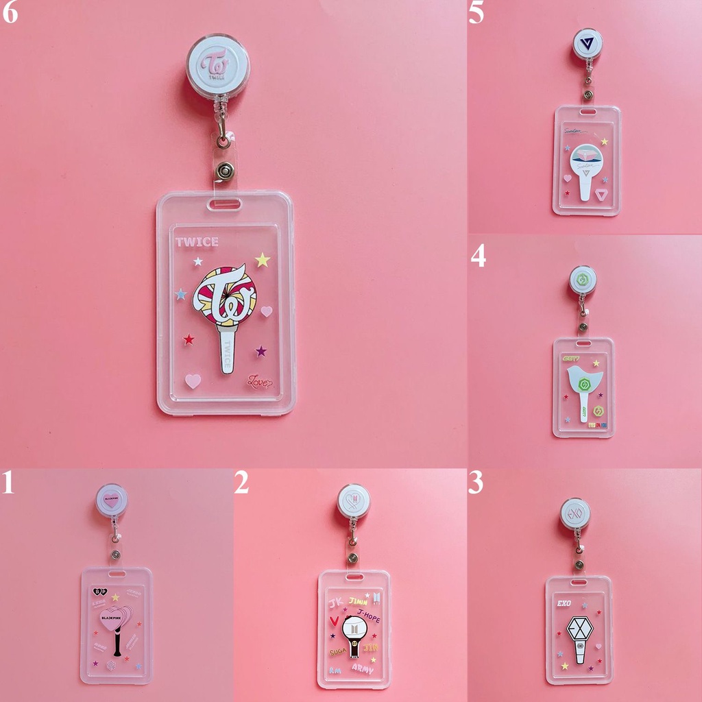 Bao Đựng Thẻ ID/Thẻ Tên Gắn Hành Lý Đi Học/Văn Phòng Đa Năng In Họa Tiết Nhóm Nhạc Kpop BLACKPINK TWICE EXO GOT7