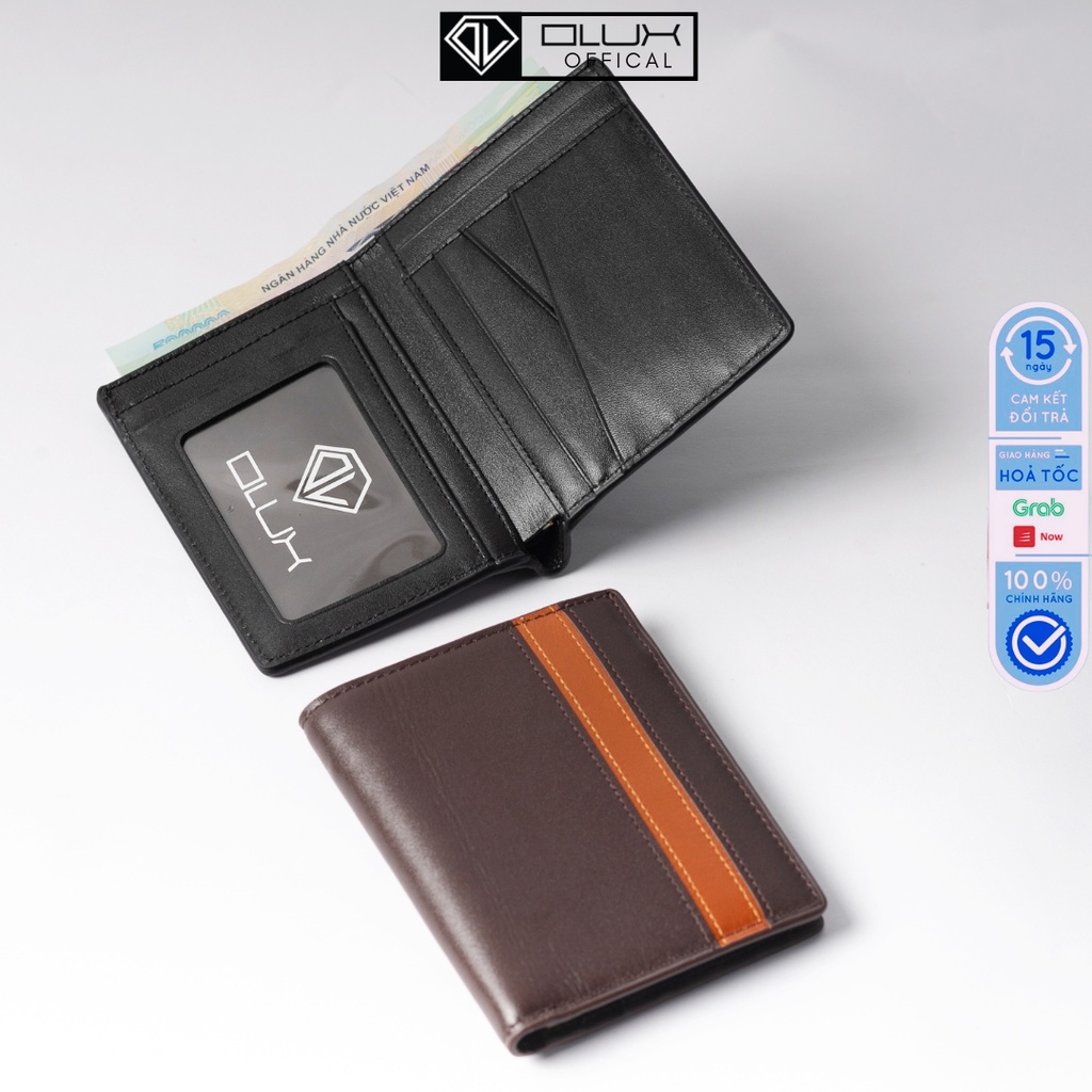 Ví nam mini, bóp nam đứng da bò thật nhập khẩu Safira - thời trang Olux - fullbox
