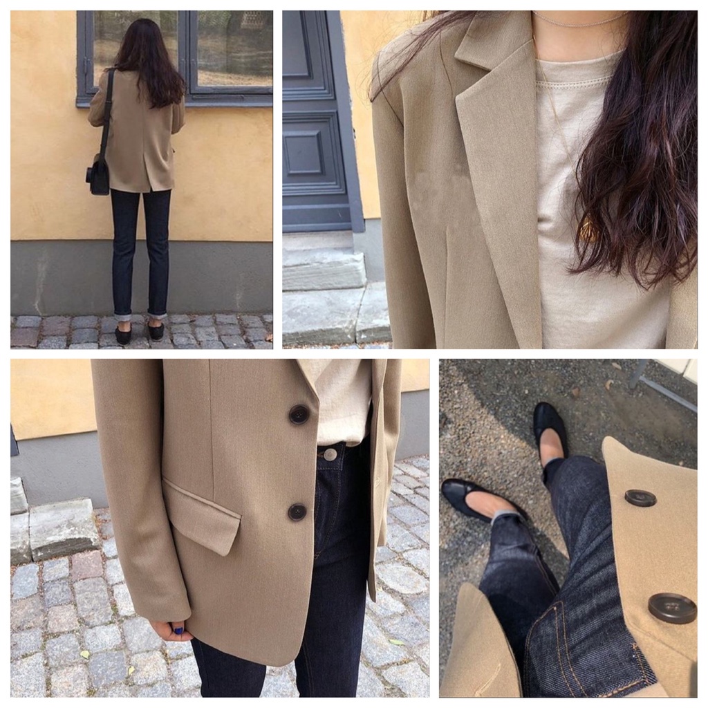 Áo Khoác Blazer Màu Đen Phong Cách Hàn Quốc Thời Trang Mùa Đông Cho Nữ Vest