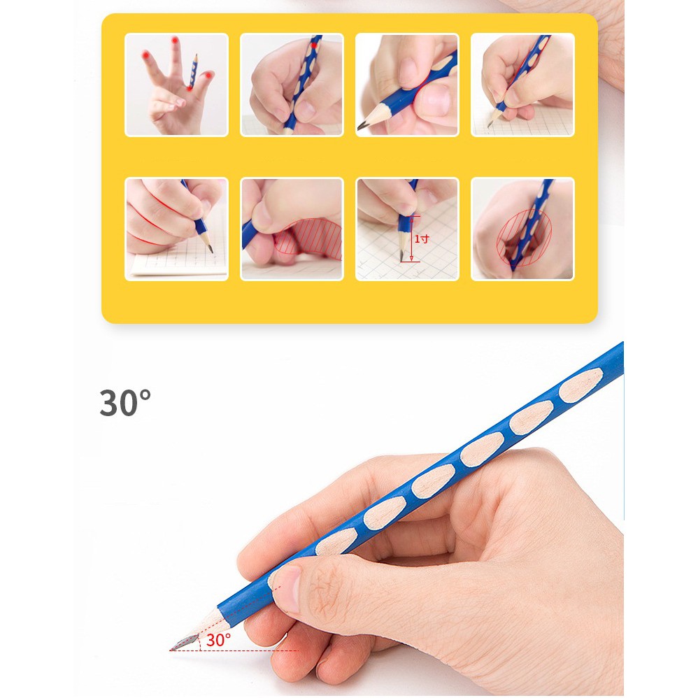Set 30 bút chì 2B Deli có rãnh định vị cho bé tập cầm bút