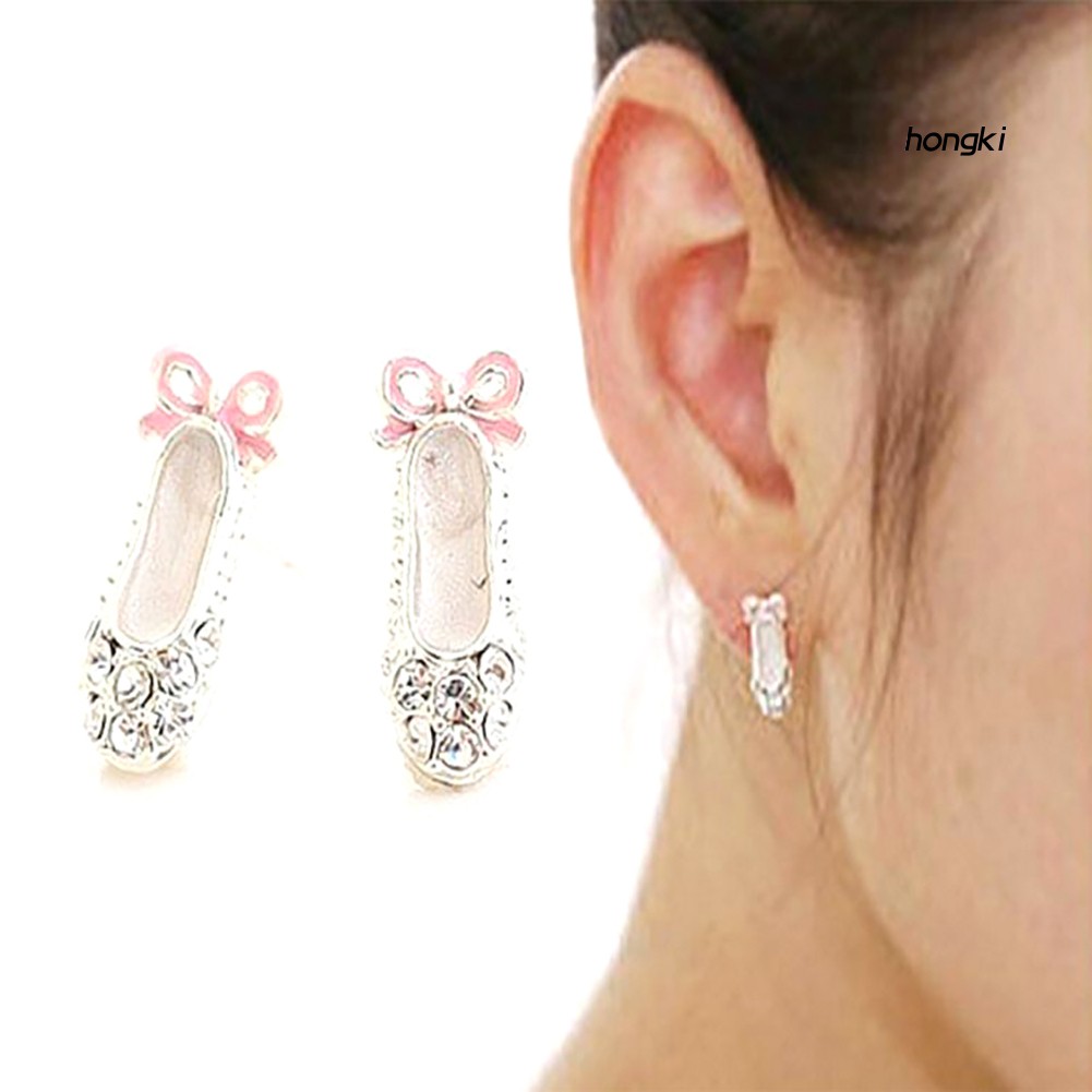 Đôi Bông Tai Dáng Dài Hình Đôi Giày Ba Lê Đính Đá Thời Trang Cho Nữ