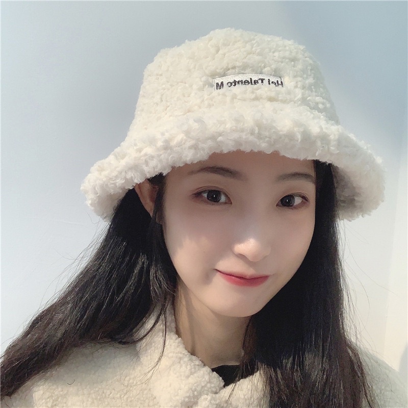 Mũ bucket lông cừu Nón tai bèo retro phong cách Hàn Quốc giữ ấm thu đông thời trang form unisex nam nữ L02