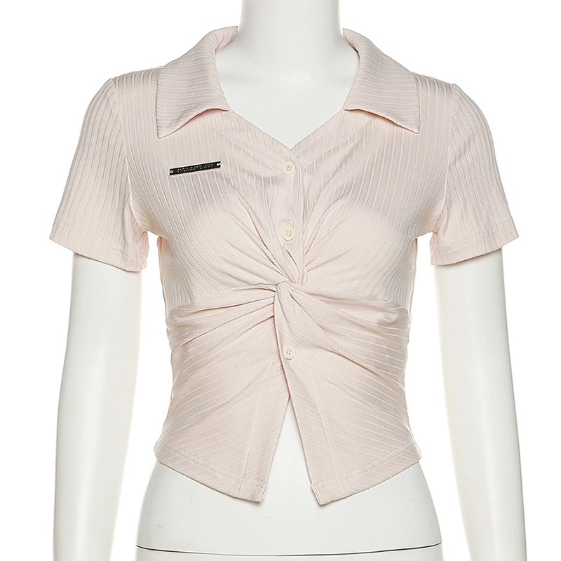Áo polo Ngắn Tay Thắt Nút Thời Trang Cho Nữ
